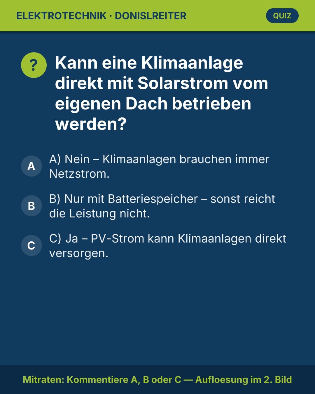 Heiße Frage für heiße Tage! ☀️❄️
Kann eine Klimaanlage direkt mit Solarstrom betrieben werden – oder braucht es dafür z