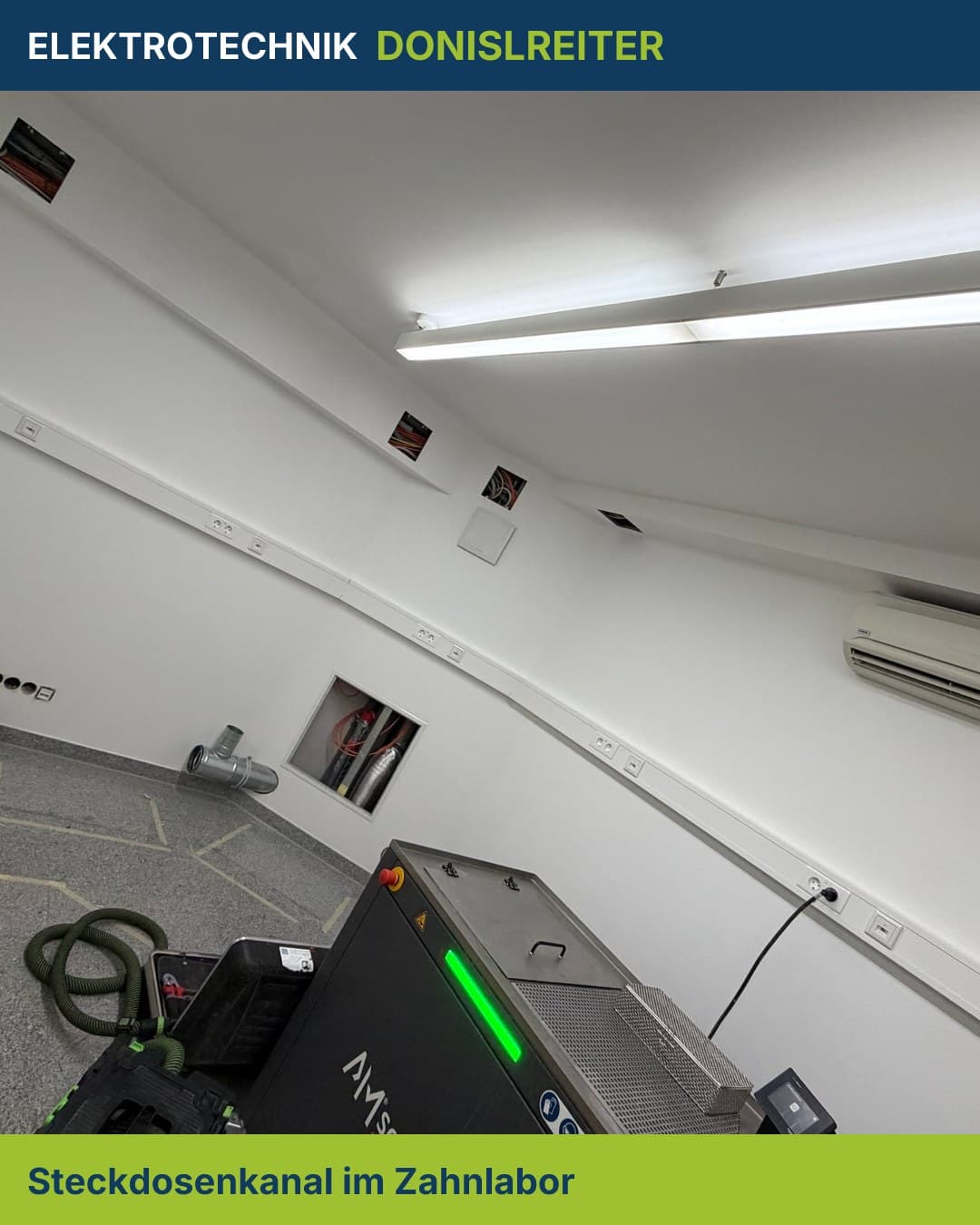 Wenn Präzision auf Elektrotechnik trifft. ⚡
Für ein Zahnlabor haben wir einen Steckdosenkanal für den 3D-Drucker instal