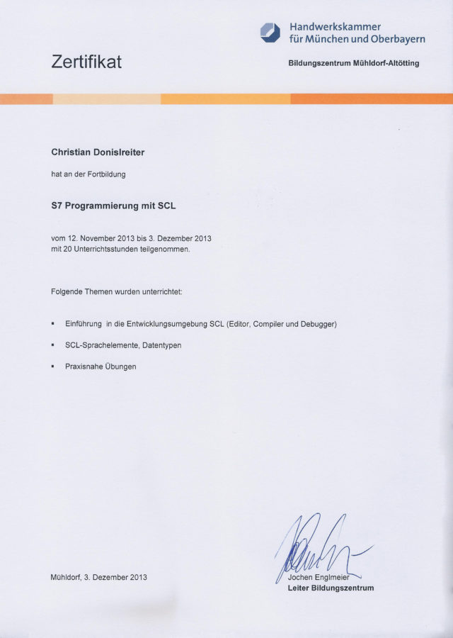 SCL Zertifikat